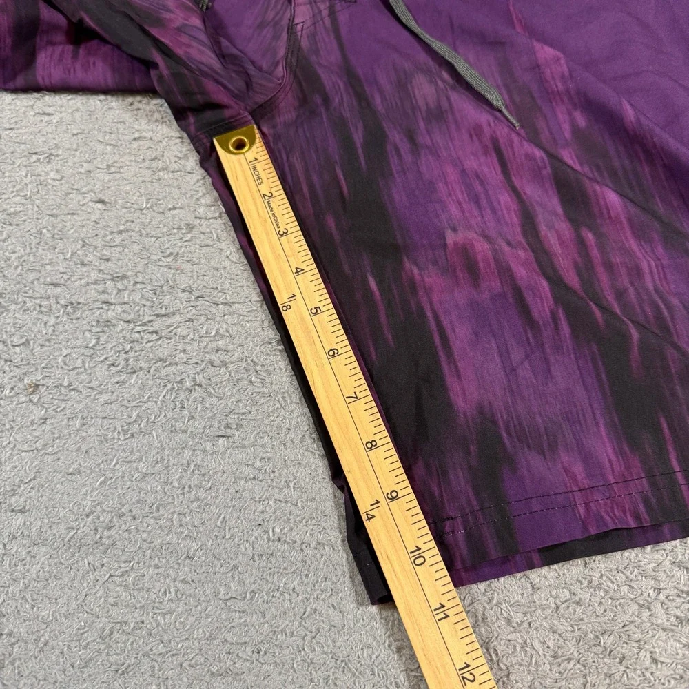 Mossimo Mens Abstract Stripe Board Shorts 36 Purple Cargo Pocket Swim Trunks